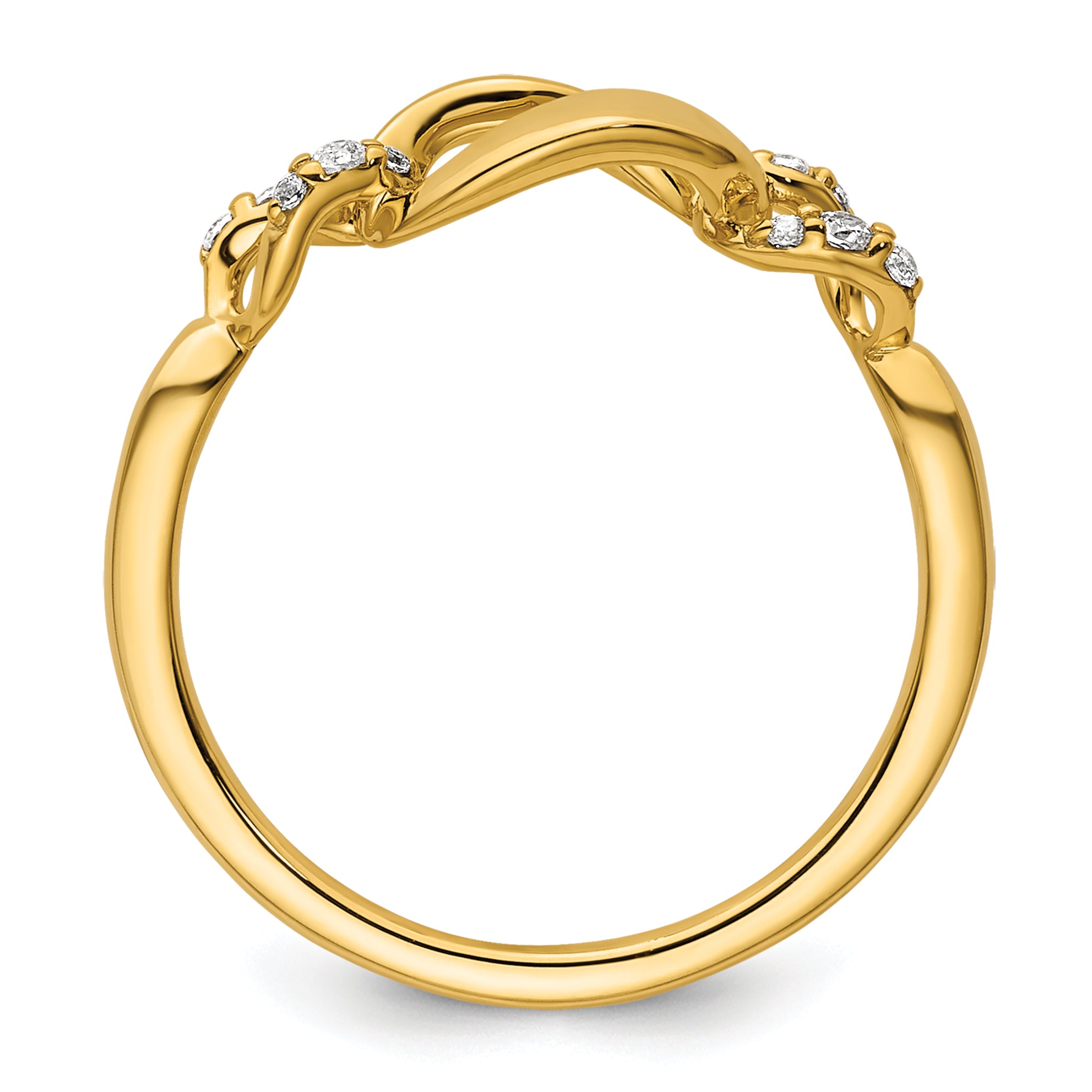 14K Polished Diamond Wavy Oval Fashion Ring