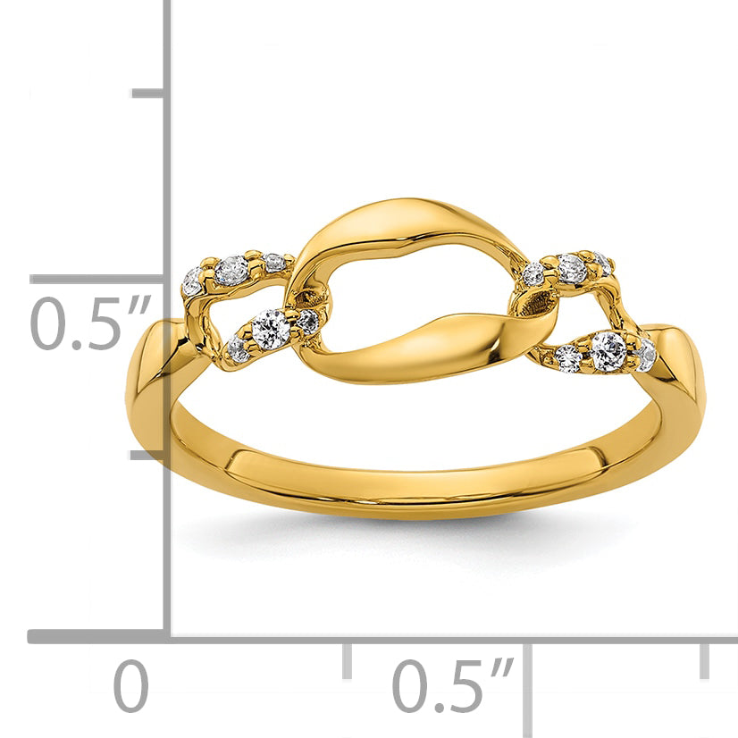 14K Polished Diamond Wavy Oval Fashion Ring