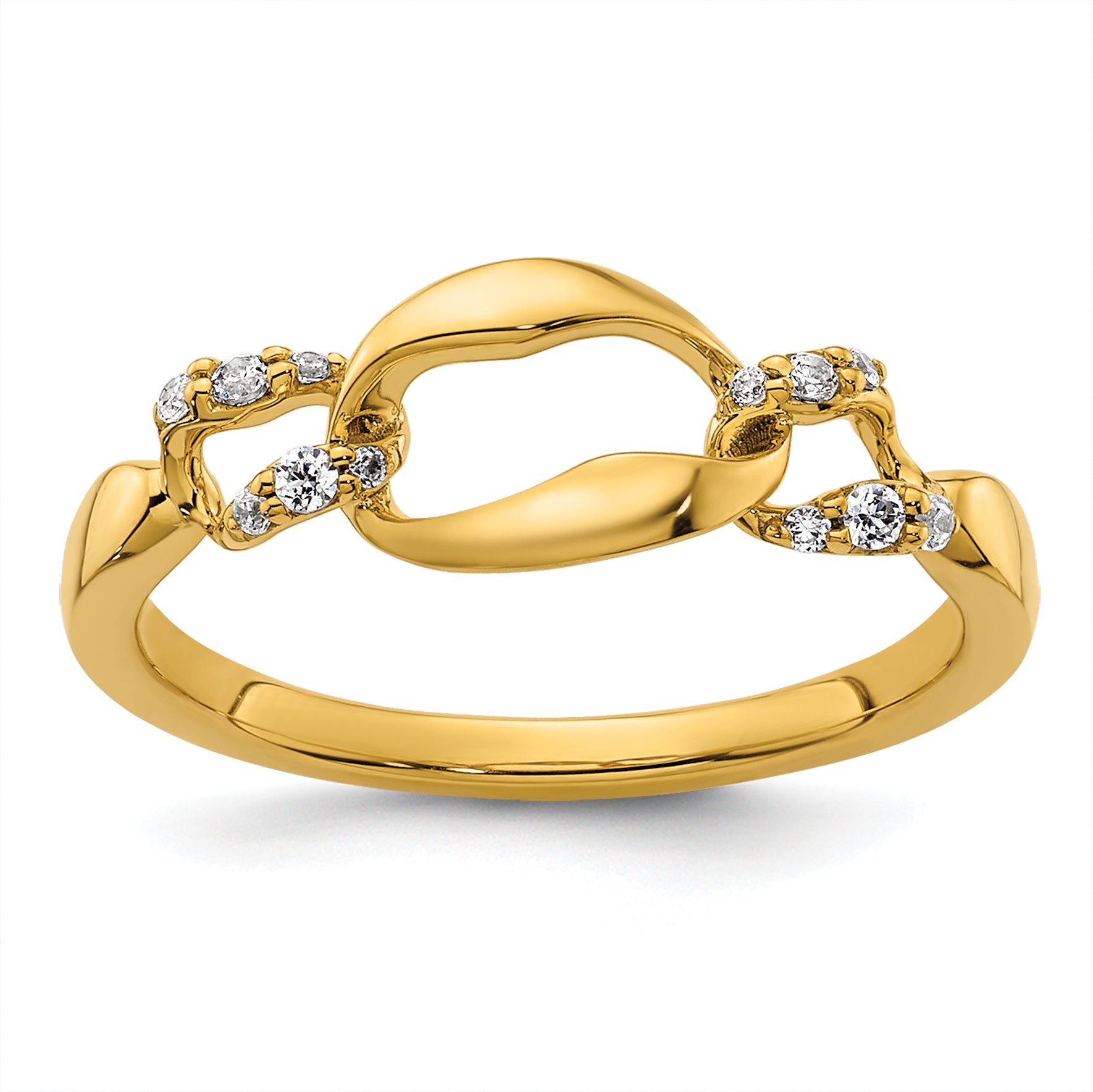 14K Polished Diamond Wavy Oval Fashion Ring