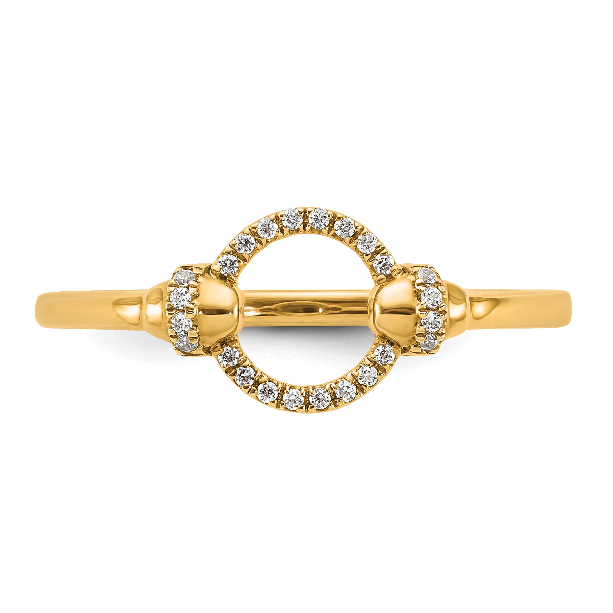 14K Polished Diamond Open Circle Fashion Ring