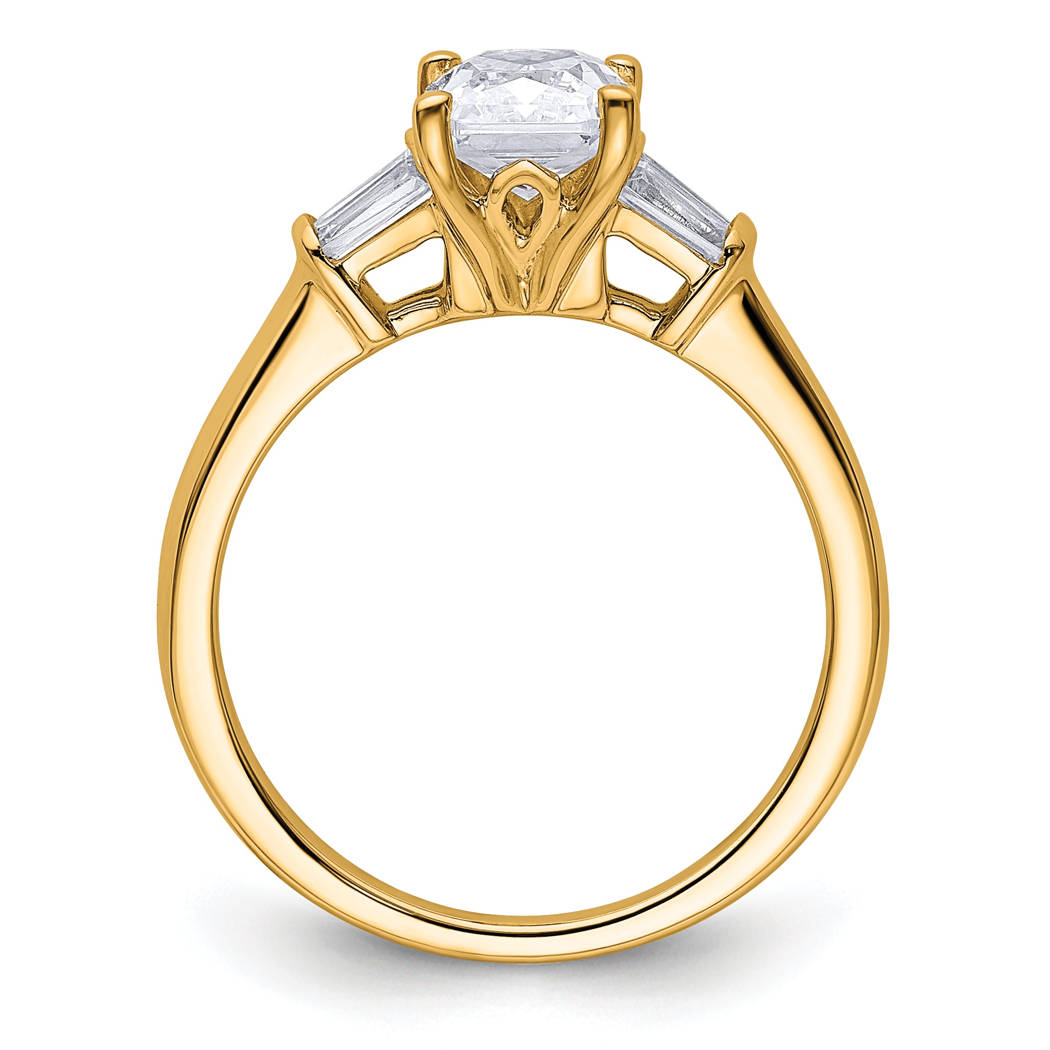 14k 1 7/8 carat Certified Lab Grown Diamond VS+ F+ Radiant with Tapered Baguette Complete Three Stone Engagement Ring