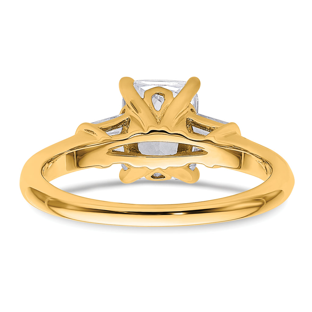 14k 1 7/8 carat Certified Lab Grown Diamond VS+ F+ Radiant with Tapered Baguette Complete Three Stone Engagement Ring