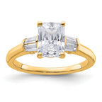 14k 1 7/8 carat Certified Lab Grown Diamond VS+ F+ Radiant with Tapered Baguette Complete Three Stone Engagement Ring