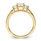 14k 1 5/8 carat Certified Lab Grown Diamond VS+ F+ Radiant with Half Moon Complete Three Stone Engagement Ring