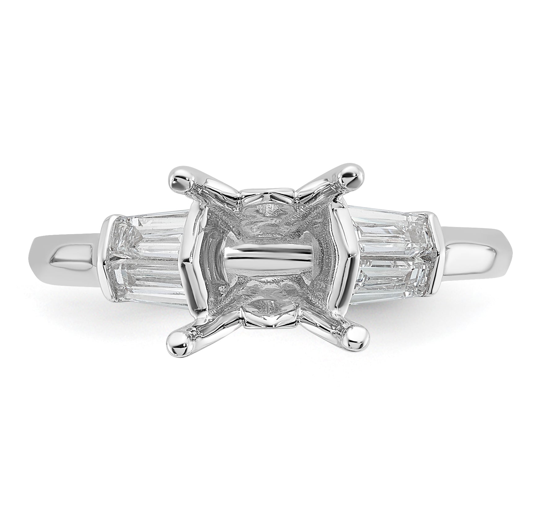 14k White Gold 2 carat Certified Lab Grown Diamond VS+ F+ Princess Complete Three Stone Engagement Ring