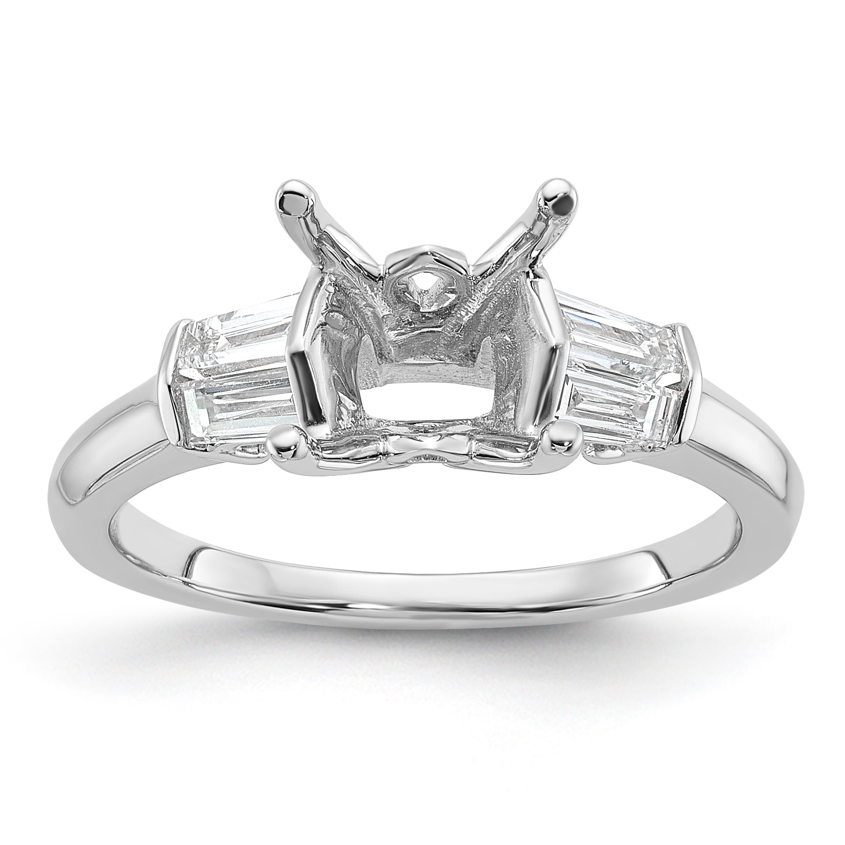 14k White Gold 2 carat Certified Lab Grown Diamond VS+ F+ Princess Complete Three Stone Engagement Ring