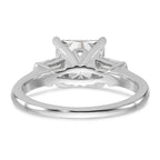 14k White Gold 1/2 carat Lab Grown Diamond VS+ F+ 1 1/2 carat Center Princess Semi Mount Three Stone Engagement Ring