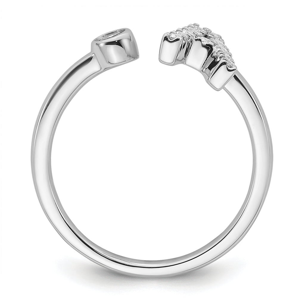 14k White Gold 1/6 carat Lab Grown Diamond VS/SI+ G+ Initial A Adjustable Ring