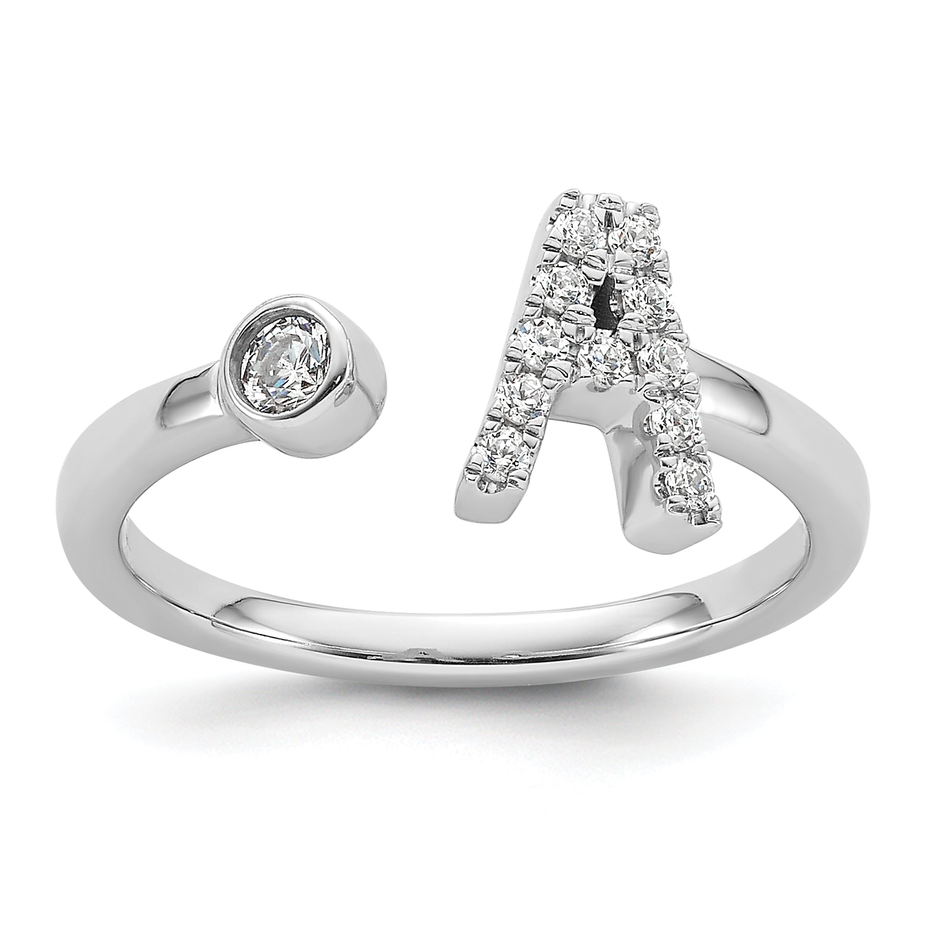 14k White Gold 1/6 carat Lab Grown Diamond VS/SI+ G+ Initial A Adjustable Ring Main image
