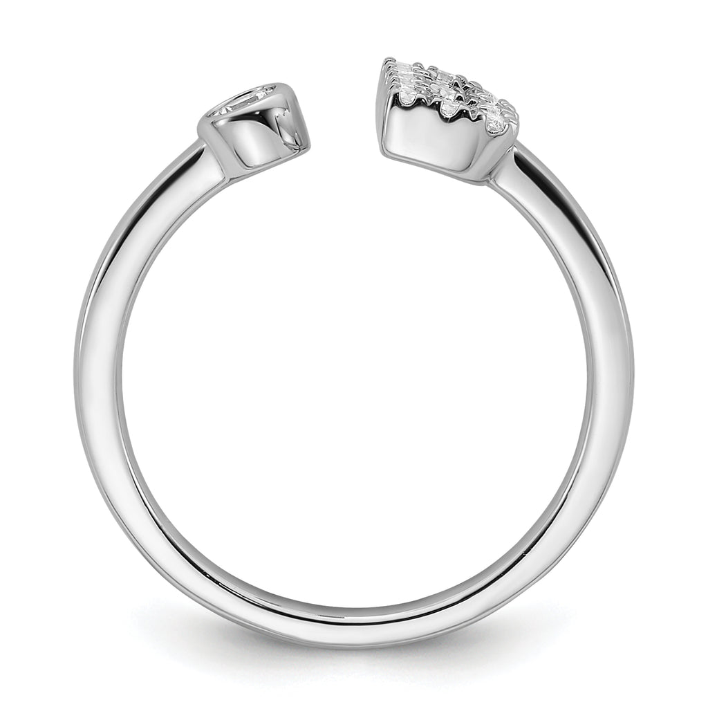 14k White Gold 1/5 carat Lab Grown Diamond VS/SI+ G+ Initial B Adjustable Ring