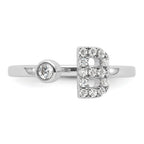 14k White Gold 1/5 carat Lab Grown Diamond VS/SI+ G+ Initial B Adjustable Ring