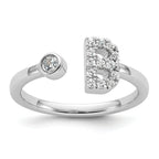 14k White Gold 1/5 carat Lab Grown Diamond VS/SI+ G+ Initial B Adjustable Ring