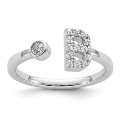 14k White Gold 1/5 carat Lab Grown Diamond VS/SI+ G+ Initial B Adjustable Ring