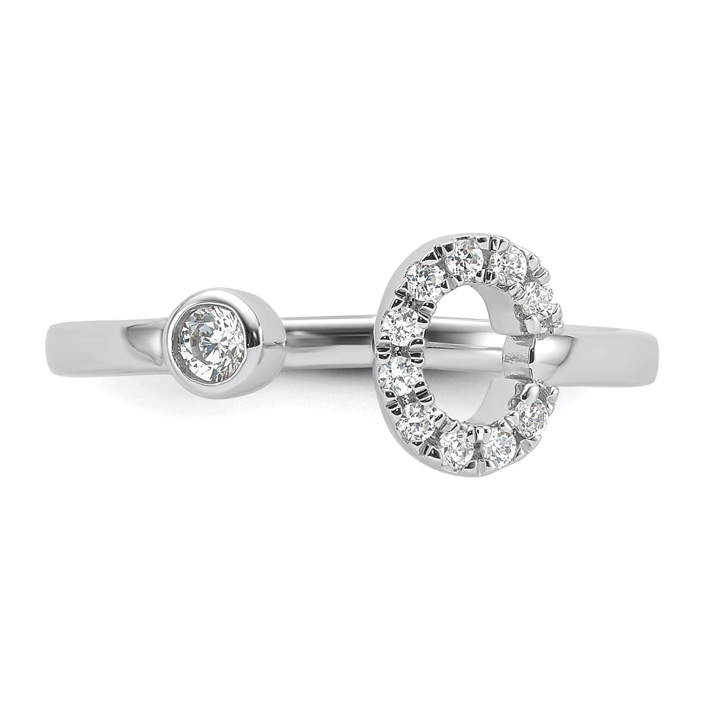 14k White Gold 1/5 carat Lab Grown Diamond VS/SI+ G+ Initial C Adjustable Ring