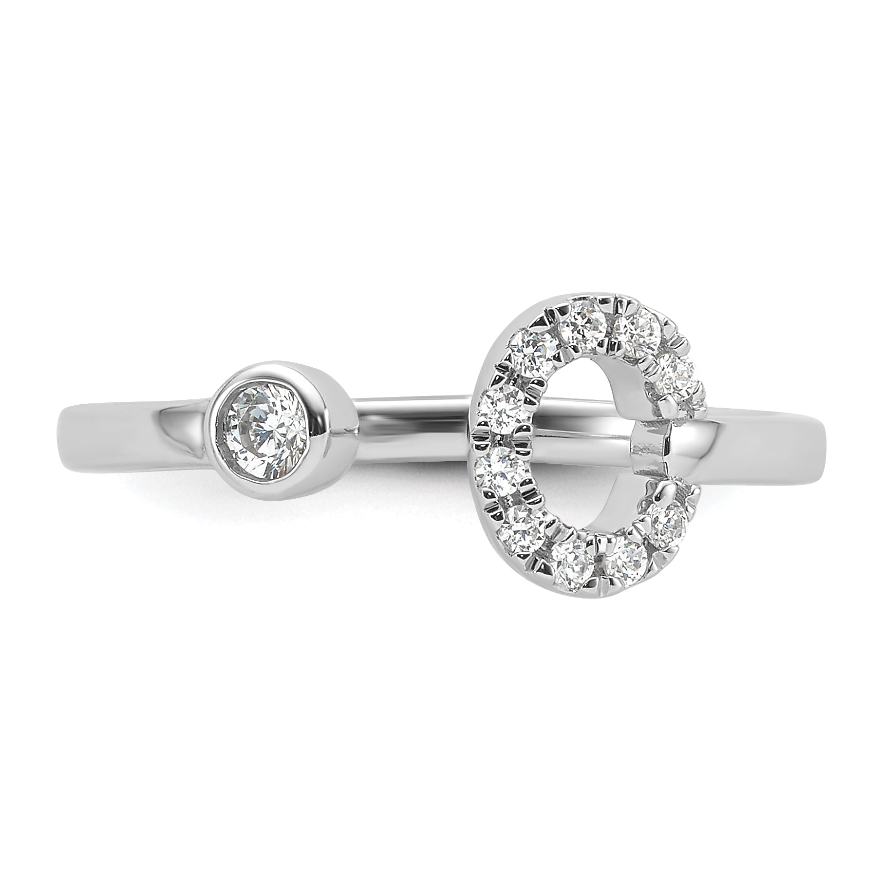 14k White Gold 1/5 carat Lab Grown Diamond VS/SI+ G+ Initial C Adjustable Ring
