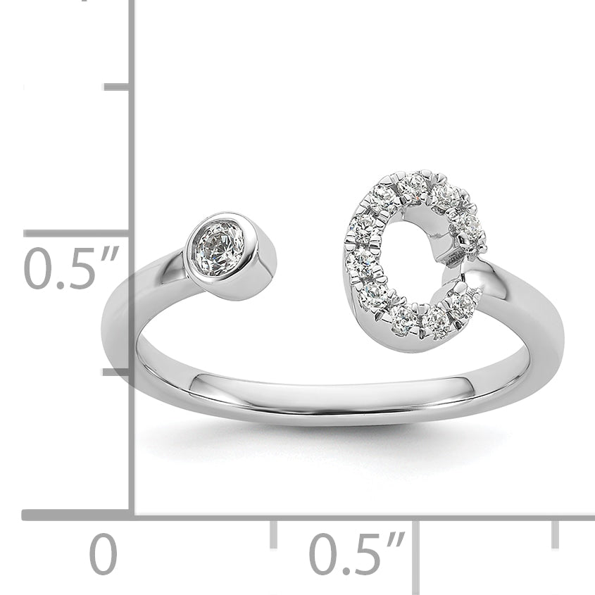 14k White Gold 1/5 carat Lab Grown Diamond VS/SI+ G+ Initial C Adjustable Ring