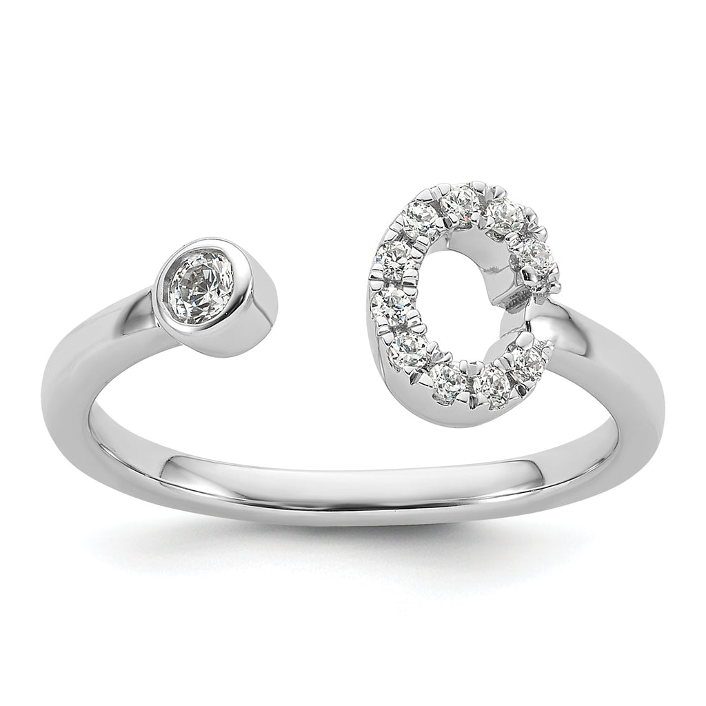 14k White Gold 1/5 carat Lab Grown Diamond VS/SI+ G+ Initial C Adjustable Ring