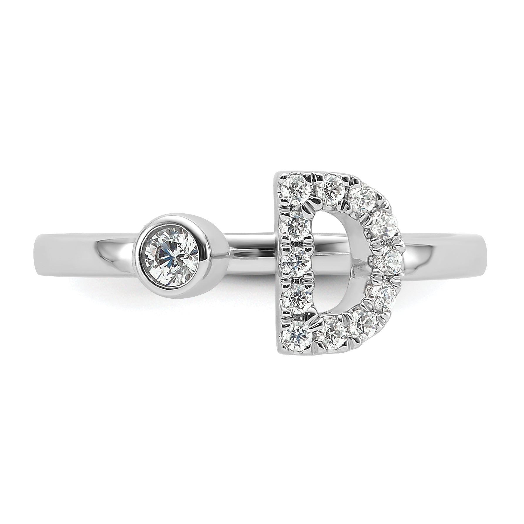14k White Gold 1/5 carat Lab Grown Diamond VS/SI+ G+ Initial D Adjustable Ring