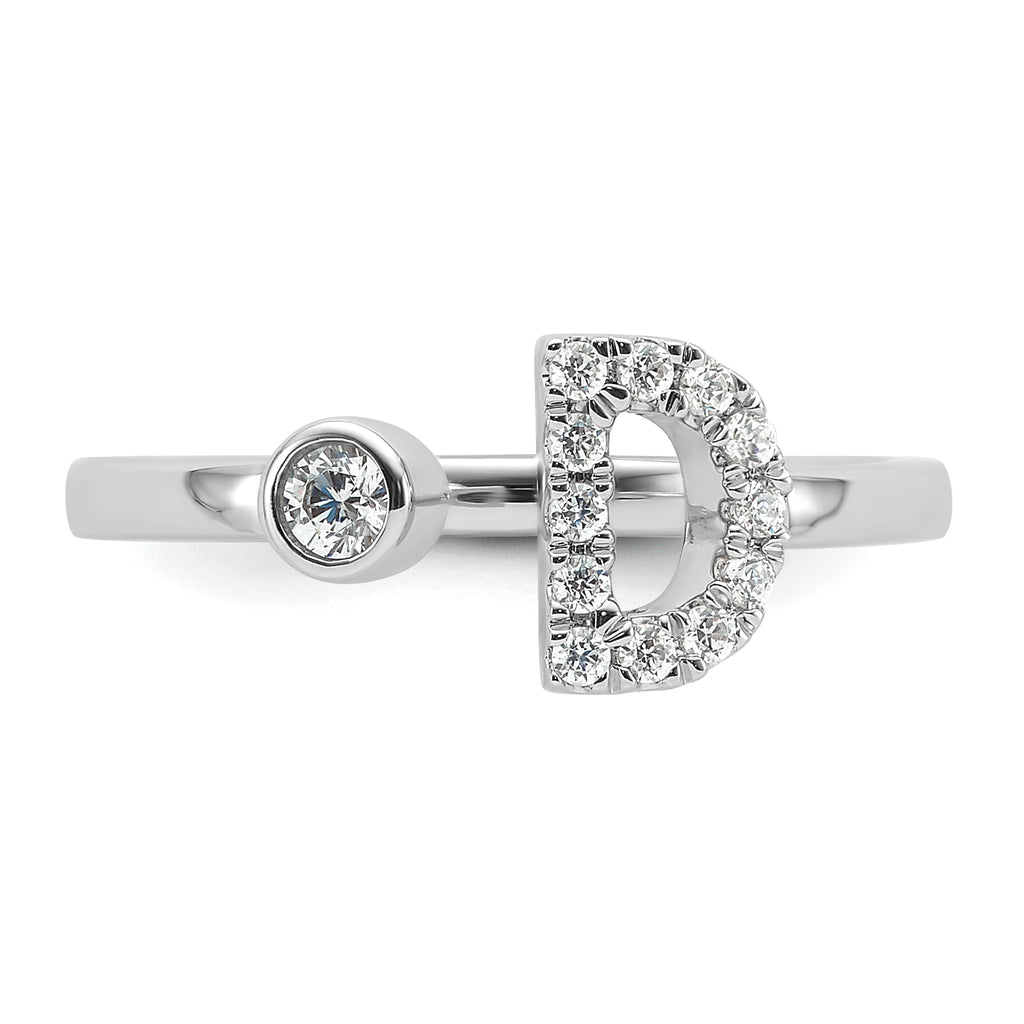 14k White Gold 1/5 carat Lab Grown Diamond VS/SI+ G+ Initial D Adjustable Ring