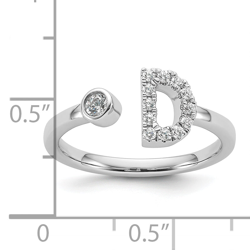 14k White Gold 1/5 carat Lab Grown Diamond VS/SI+ G+ Initial D Adjustable Ring