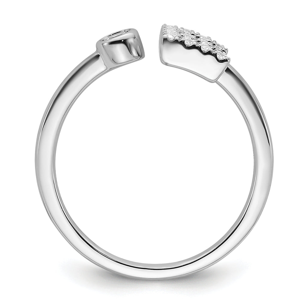 14k White Gold 1/5 carat Lab Grown Diamond VS/SI+ G+ Initial E Adjustable Ring