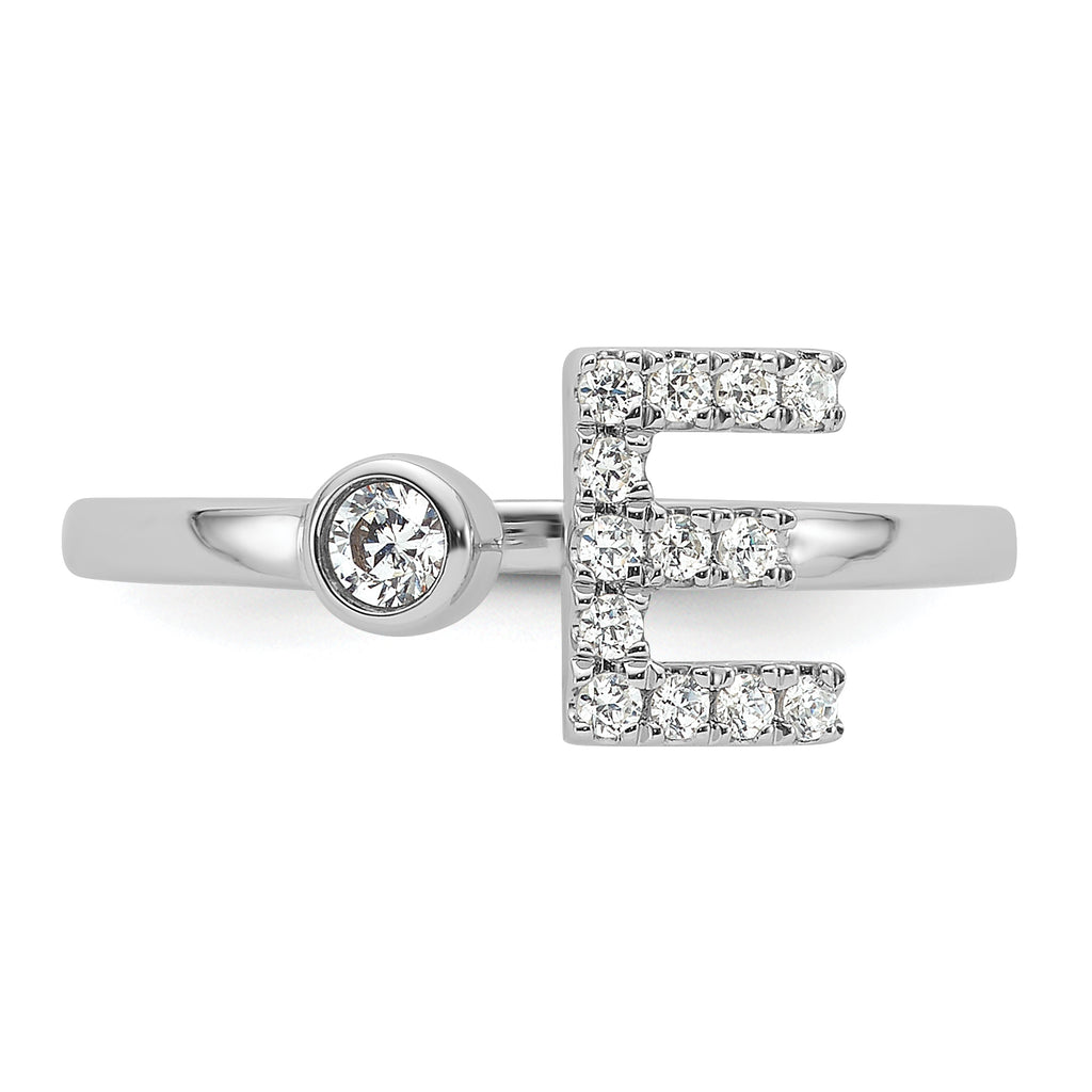 14k White Gold 1/5 carat Lab Grown Diamond VS/SI+ G+ Initial E Adjustable Ring