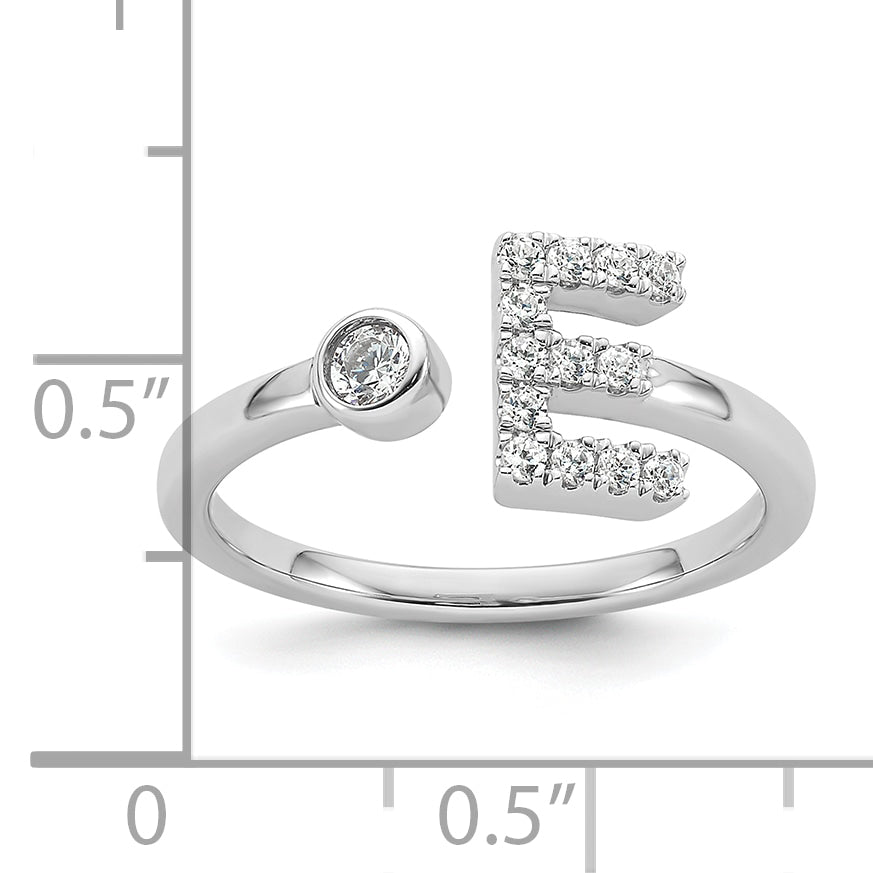 14k White Gold 1/5 carat Lab Grown Diamond VS/SI+ G+ Initial E Adjustable Ring