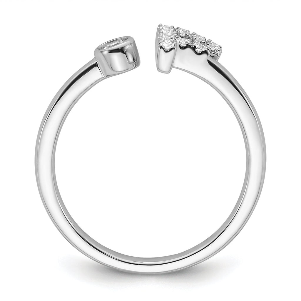 14k White Gold 1/6 carat Lab Grown Diamond VS/SI+ G+ Initial F Adjustable Ring