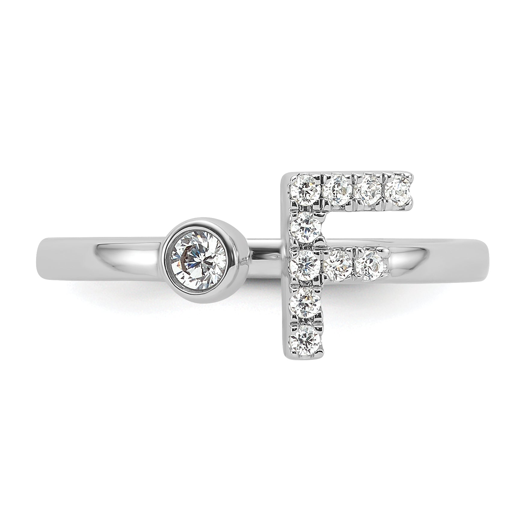 14k White Gold 1/6 carat Lab Grown Diamond VS/SI+ G+ Initial F Adjustable Ring