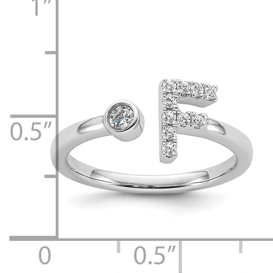 14k White Gold 1/6 carat Lab Grown Diamond VS/SI+ G+ Initial F Adjustable Ring