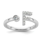 14k White Gold 1/6 carat Lab Grown Diamond VS/SI+ G+ Initial F Adjustable Ring
