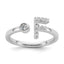 14k White Gold 1/6 carat Lab Grown Diamond VS/SI+ G+ Initial F Adjustable Ring