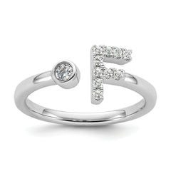 14k White Gold 1/6 carat Lab Grown Diamond VS/SI+ G+ Initial F Adjustable Ring