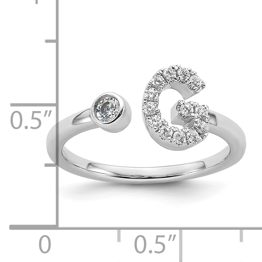14k White Gold 1/5 carat Lab Grown Diamond VS/SI+ G+ Initial G Adjustable Ring