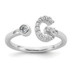 14k White Gold 1/5 carat Lab Grown Diamond VS/SI+ G+ Initial G Adjustable Ring
