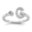 14k White Gold 1/5 carat Lab Grown Diamond VS/SI+ G+ Initial G Adjustable Ring