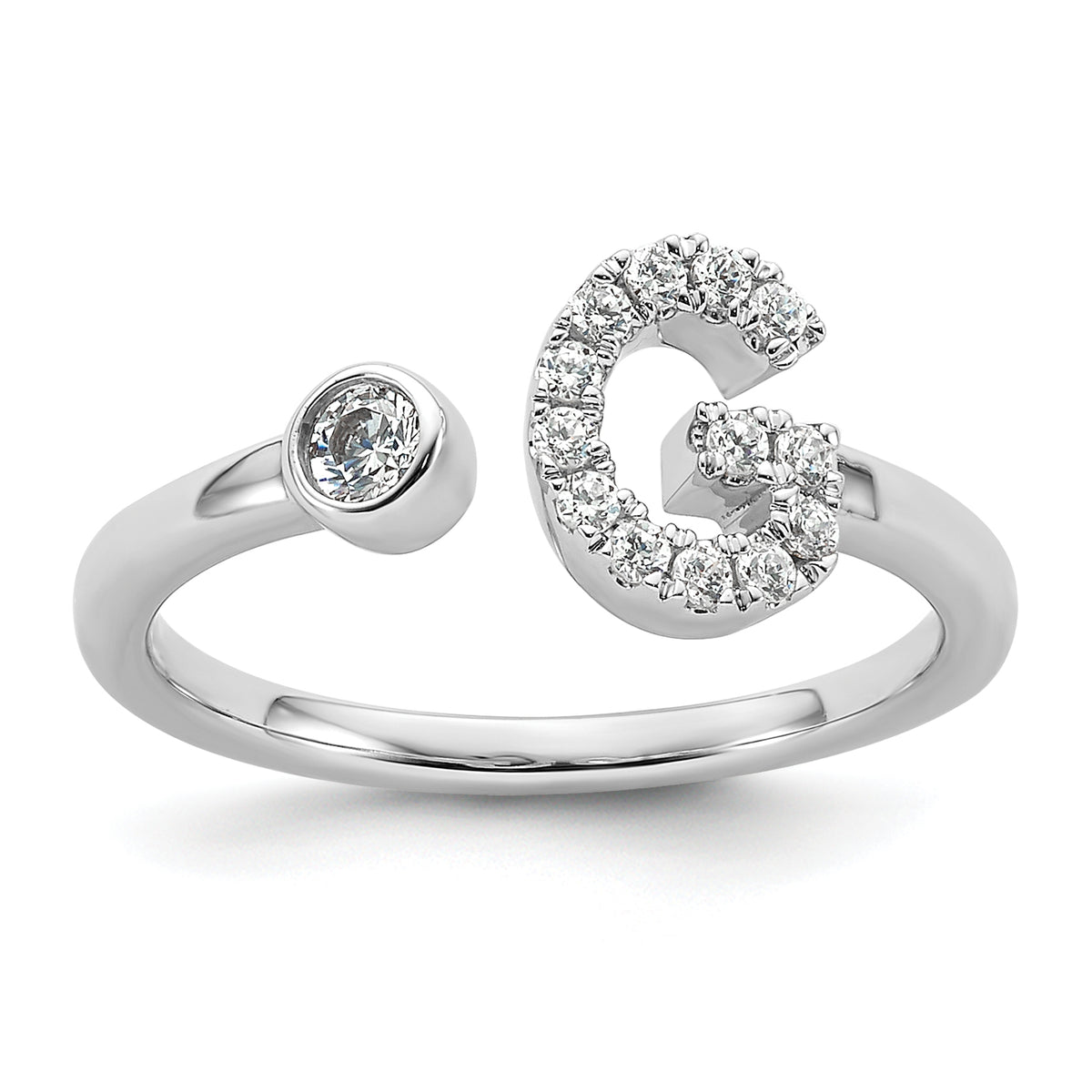 14k White Gold 1/5 carat Lab Grown Diamond VS/SI+ G+ Initial G Adjustable Ring