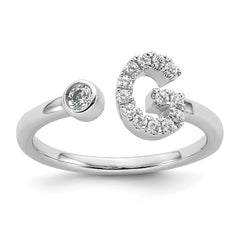 14k White Gold 1/5 carat Lab Grown Diamond VS/SI+ G+ Initial G Adjustable Ring