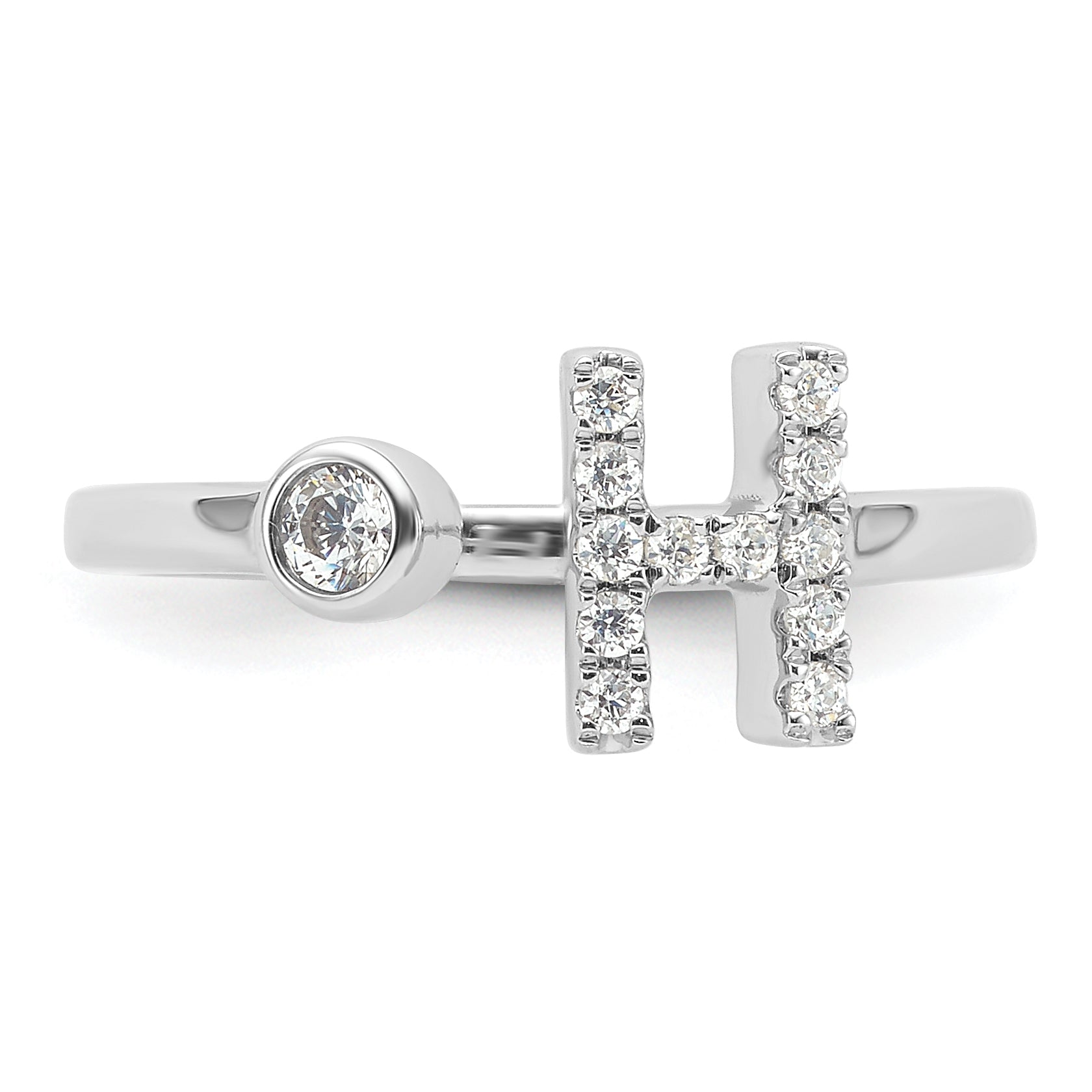 14k White Gold 1/5 carat Lab Grown Diamond VS/SI+ G+ Initial H Adjustable Ring