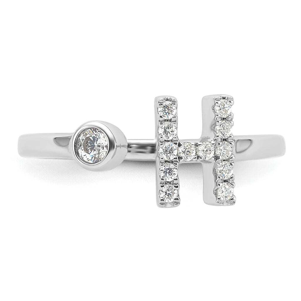 14k White Gold 1/5 carat Lab Grown Diamond VS/SI+ G+ Initial H Adjustable Ring