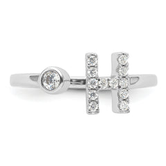 14k White Gold 1/5 carat Lab Grown Diamond VS/SI+ G+ Initial H Adjustable Ring
