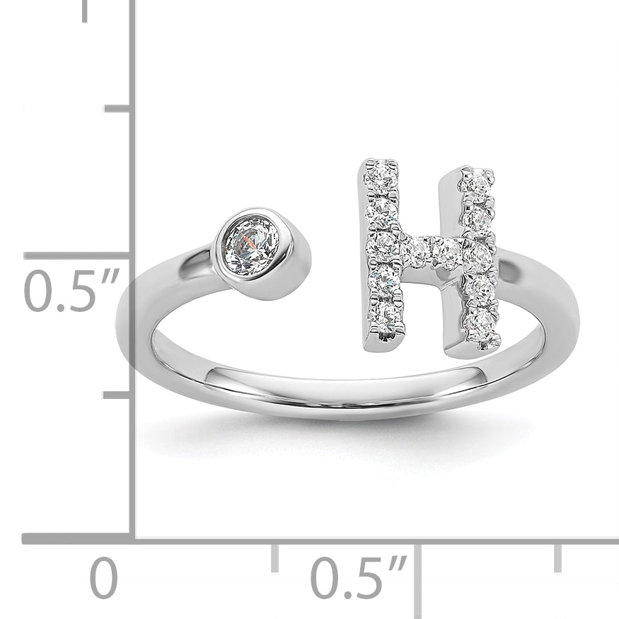 14k White Gold 1/5 carat Lab Grown Diamond VS/SI+ G+ Initial H Adjustable Ring