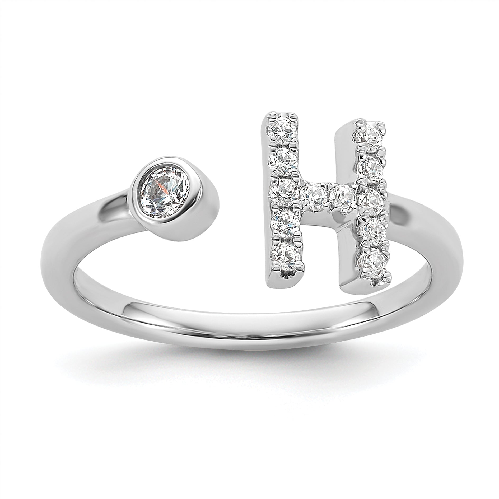 14k White Gold 1/5 carat Lab Grown Diamond VS/SI+ G+ Initial H Adjustable Ring Main image