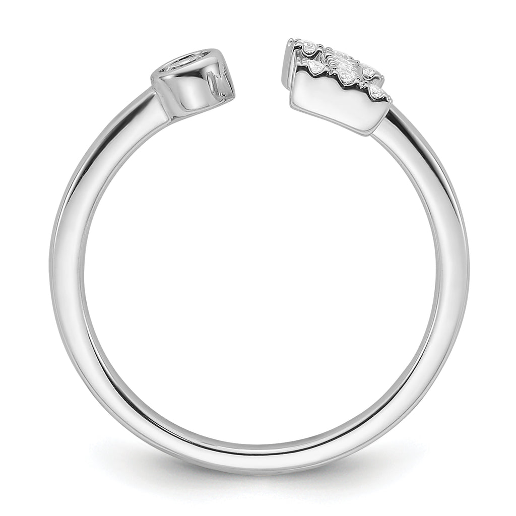 14k White Gold 1/6 carat Lab Grown Diamond VS/SI+ G+ Initial I Adjustable Ring