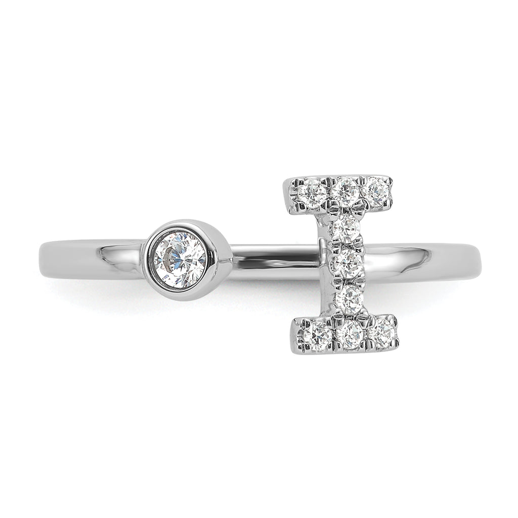 14k White Gold 1/6 carat Lab Grown Diamond VS/SI+ G+ Initial I Adjustable Ring