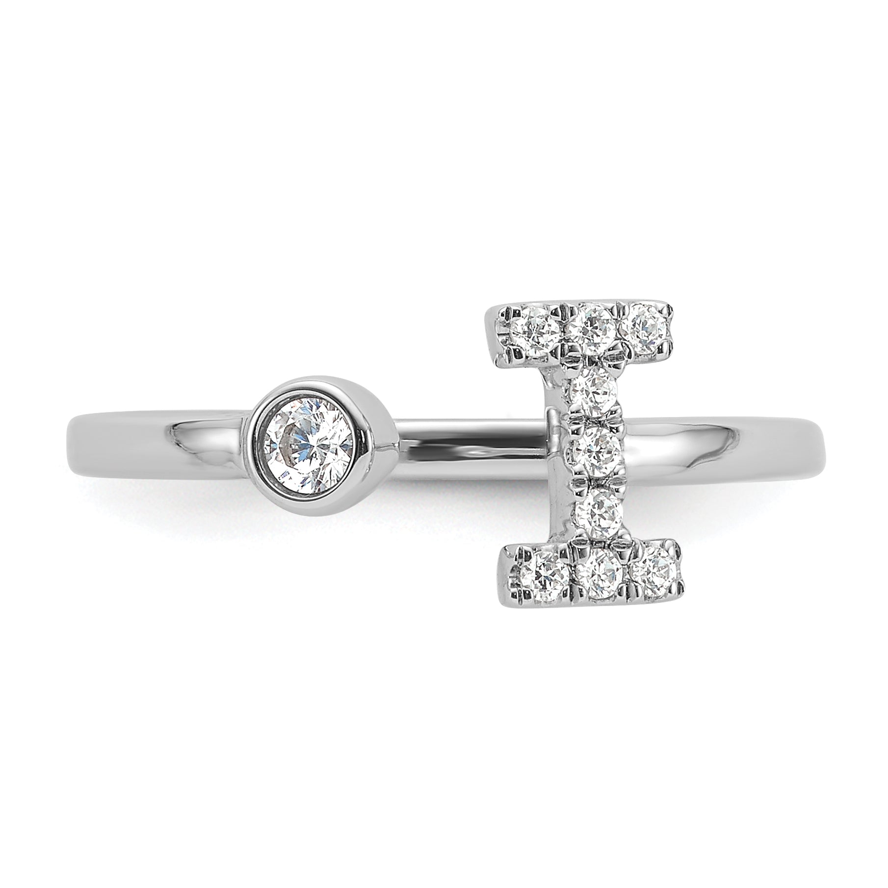 14k White Gold 1/6 carat Lab Grown Diamond VS/SI+ G+ Initial I Adjustable Ring