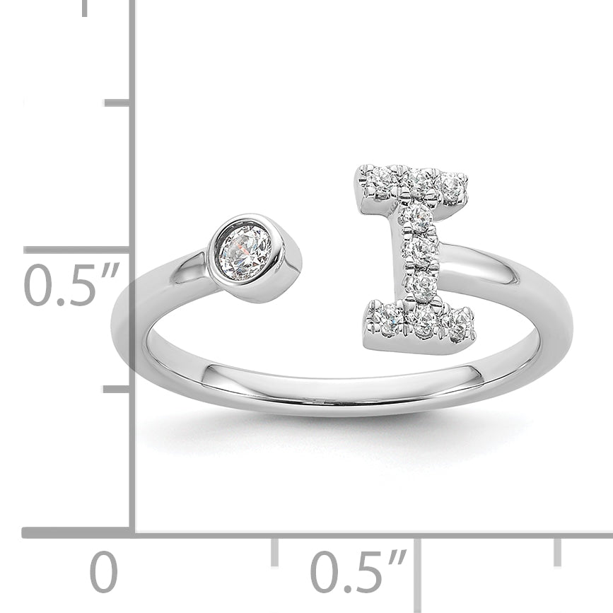 14k White Gold 1/6 carat Lab Grown Diamond VS/SI+ G+ Initial I Adjustable Ring
