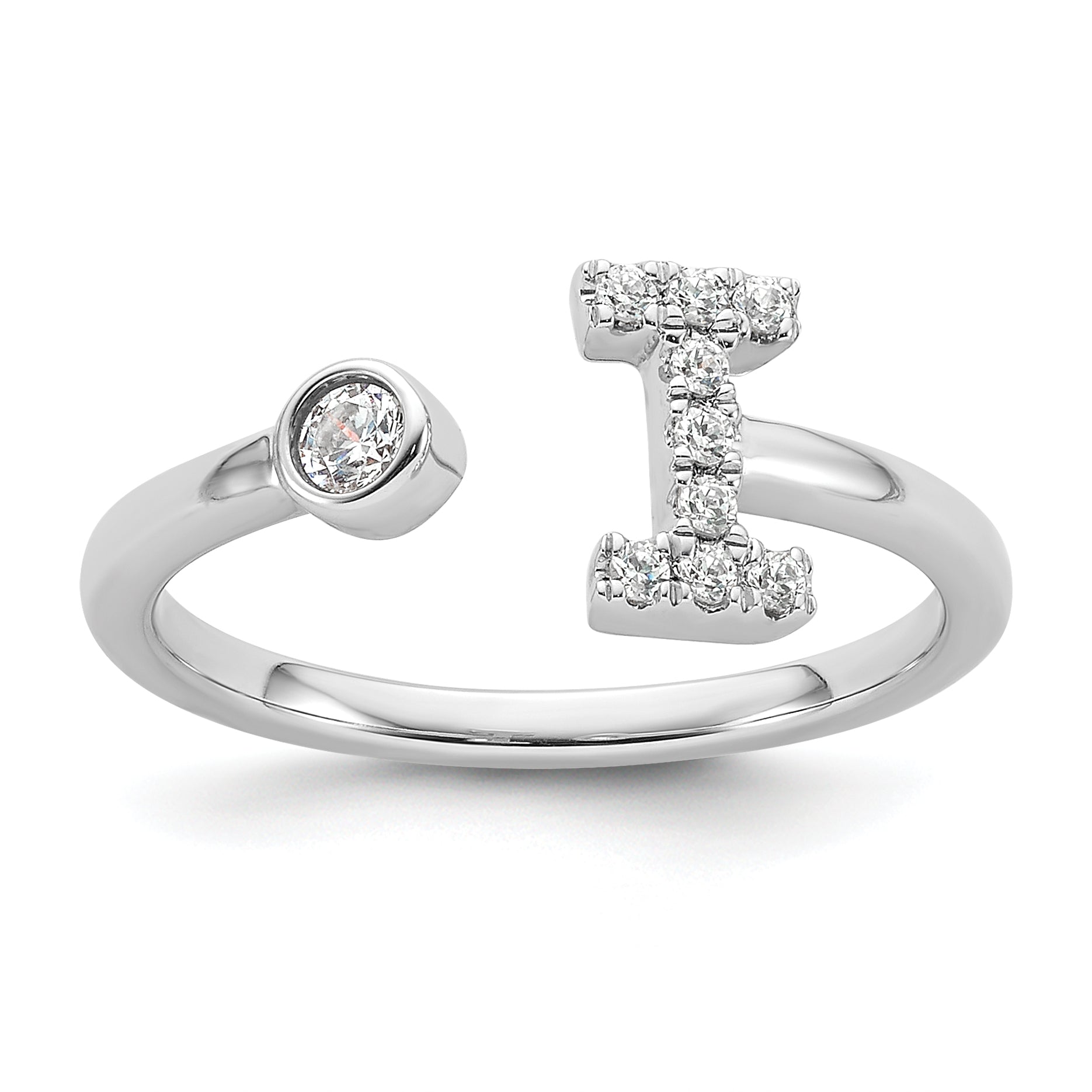 14k White Gold 1/6 carat Lab Grown Diamond VS/SI+ G+ Initial I Adjustable Ring Main image