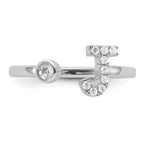 14k White Gold 1/6 carat Lab Grown Diamond VS/SI+ G+ Initial J Adjustable Ring
