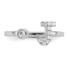 14k White Gold 1/6 carat Lab Grown Diamond VS/SI+ G+ Initial J Adjustable Ring